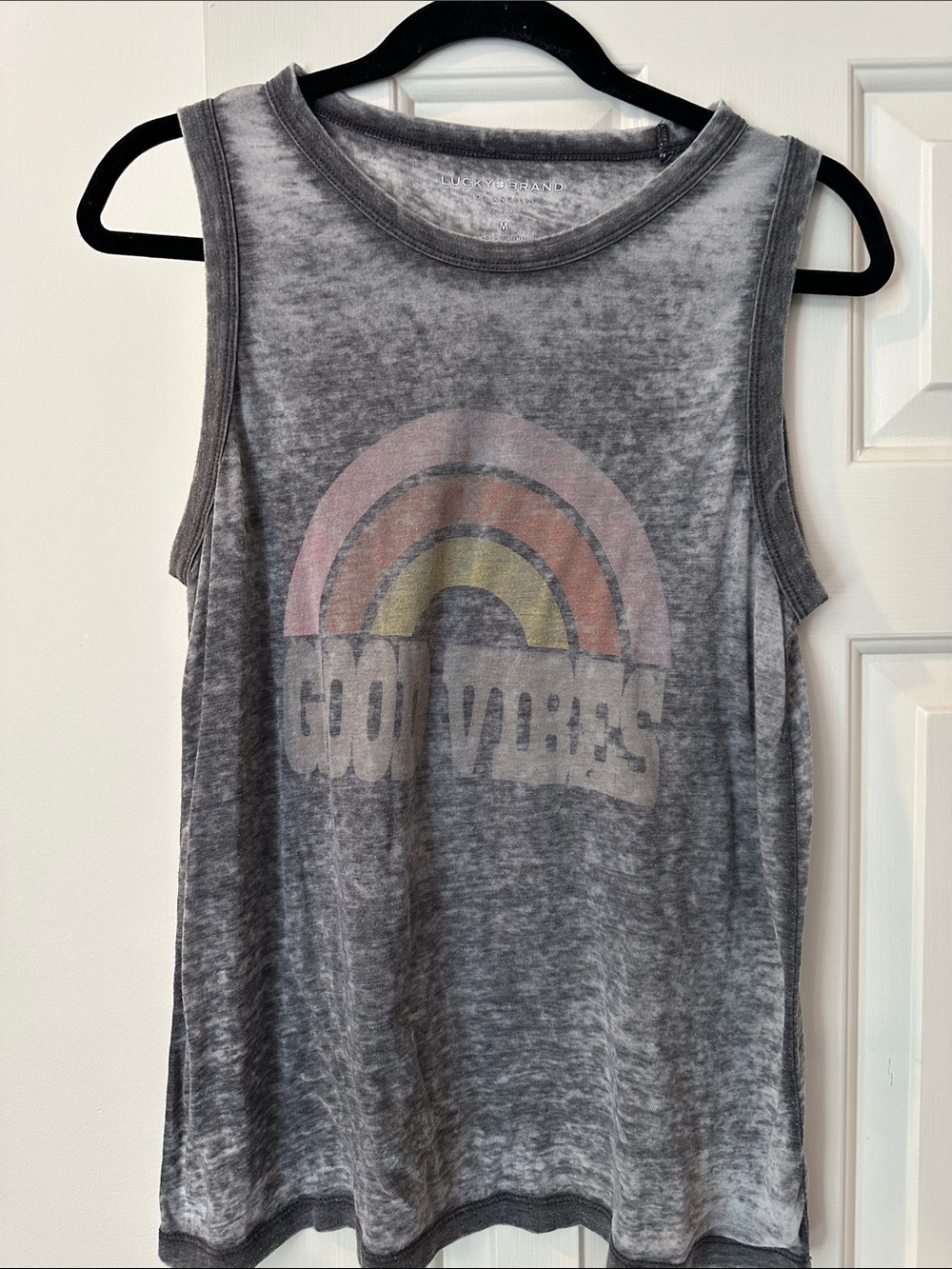 Lucky Brand Gray Burnout Tee